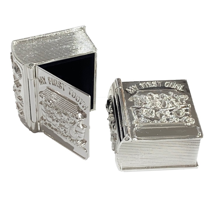 Set cutie primul mot si dinte, carte inox argintat