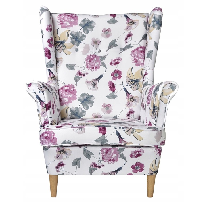 Fotoliu Fix Spuma Ari Print Scandinav Puf Din Velur Extensibil Pentru Sufragerie 104x84x92