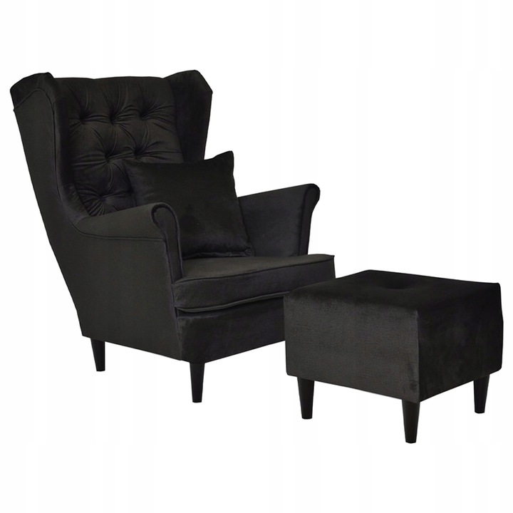 Fotel Family Meble Lábtartóval Fa Gaja Skandináv Kárpitozott Étkező Ezüst 104x84x92