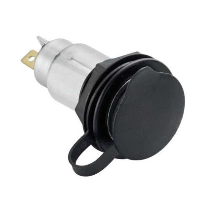 Adaptor bricheta cu capac, Lampa, 12/24V, 10A, Negru