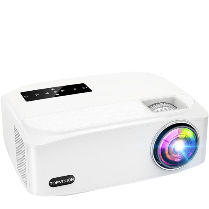 Видео проектор TOPVISION TP-98, 9500 лумена, Full HD 1080P, 4K 350" Съвместим със смартфон, компютър, TV Box, лаптоп, PS4, PPT