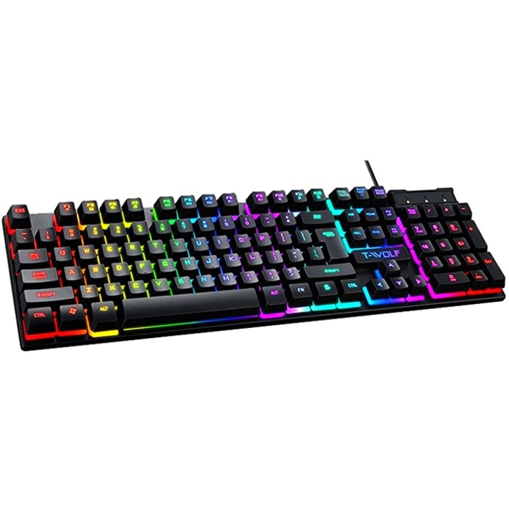 Tastatura Gaming NYTRO TF-Wolf-20, USB, Iluminare RGB, Layout US, Negru
