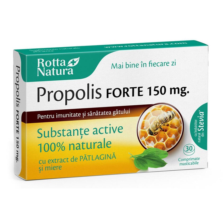 Propolis Forte cu Patlagina 150mg 30cps Rotta Natura