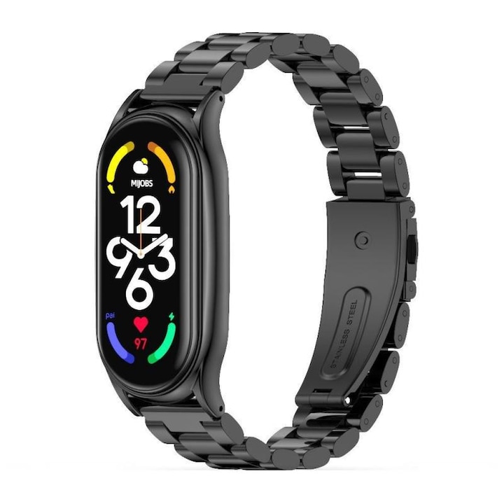 Tech-Protect rozsdamentes acél óraszíj, Xiaomi Mi Band 7 kompatibilis, Black