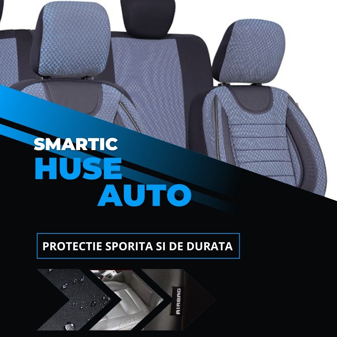 Set Huse Scaune Auto Editia City Material Textil Si Insertii Piele Ecologica Sistem Airbag