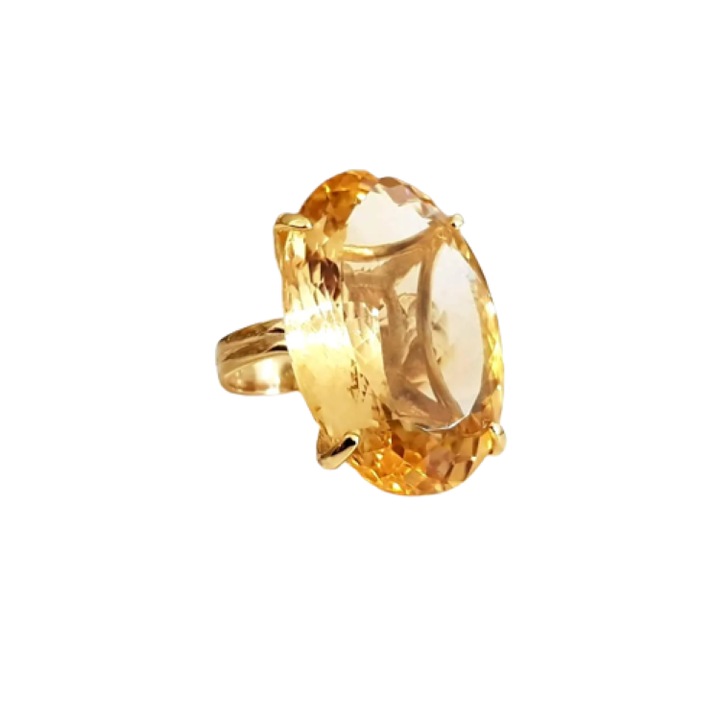 Inel Oval Light, Rosental Jewelry, din aur galben 18k, marimea 15, cu citrin natural