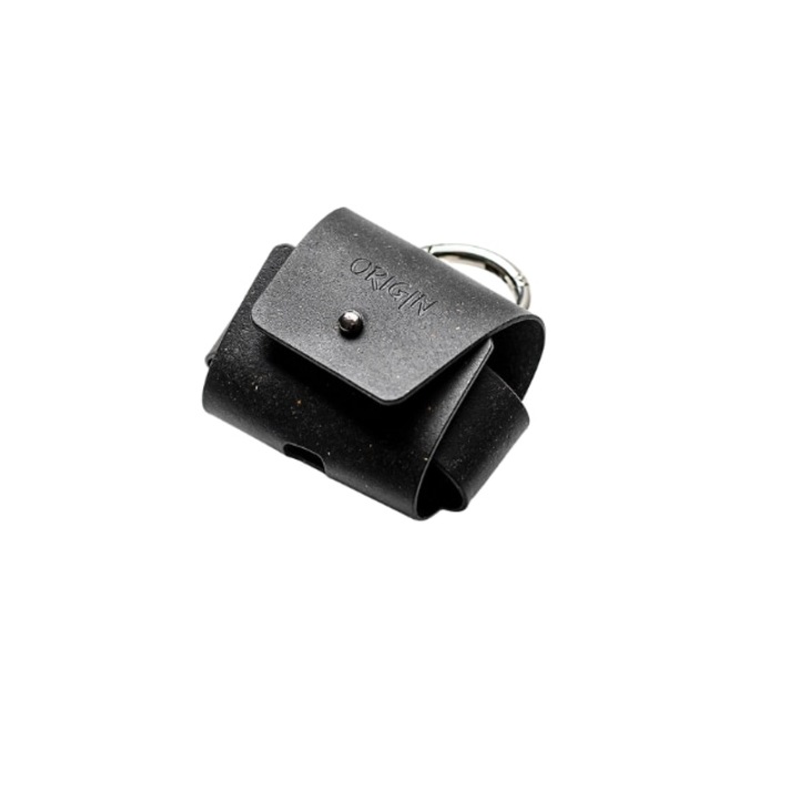 Husa compatibila Airpods Pro din piele naturala reciclata, negru