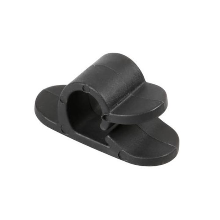 Set 6 organizatoare duble cablu, Lampa, Autoadezive, Negru