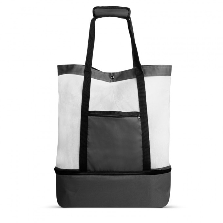 Geanta de plaja cu compartiment termic, Dimensiune 45 x 43 x 15 cm, Material 600D Oxford, Culoare neagra