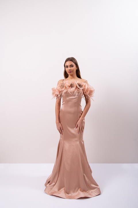 Дамска рокля MODASEGRETA, Официална, Пепел от рози, S