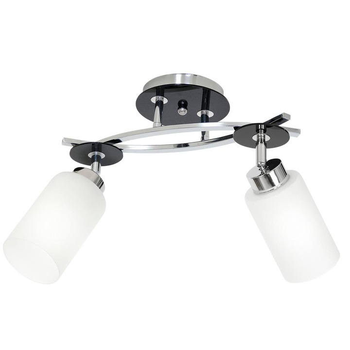 Lustra dubla Tokyo, 34x40x14 cm, 60 W, Metal/Sticla, Alb/Argintiu