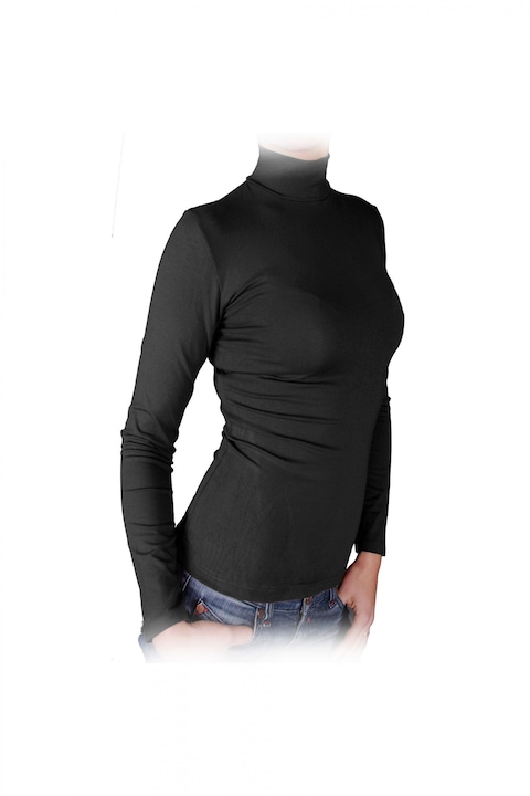 Дамска блуза Ivanel Полуполо, Дълъг ръкав, Черно, Размер S