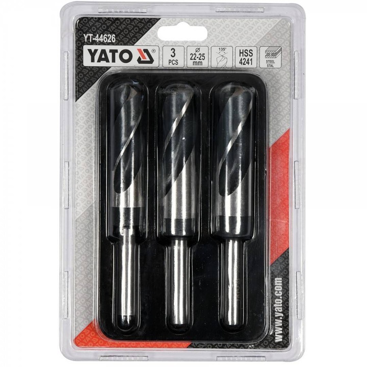 Yato YT-44626 3 db Fémfúró készlet, HSS, 22-25 mm