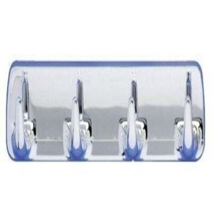 Cuier de perete cromat, 4 carlige, Argintiu, 19x4.5x2.5 cm, WENKO