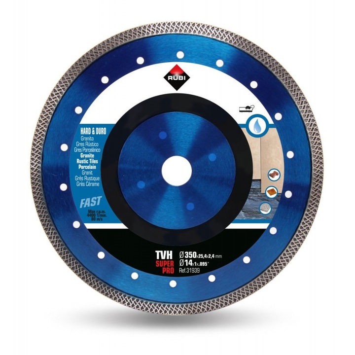 Disc diamantat pentru materiale foarte dure 350mm, TVH 350 SuperPro RUBI-31939