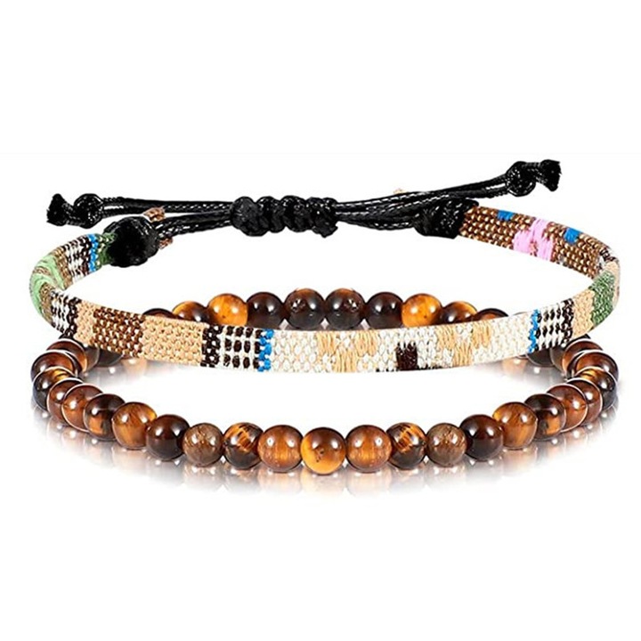 2 db-os férfi és női karkötő szett, állítható, kézzel készített, 100%-ban vízálló, LAIXIAOBEI