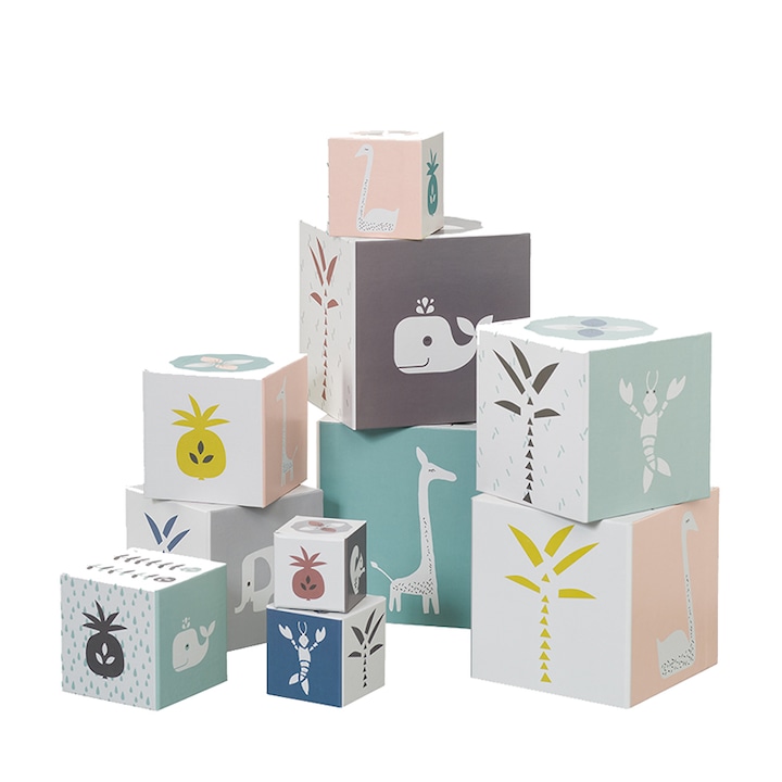 Комплект подреждащи се кубчета Fresk, 10 части, многоцветни