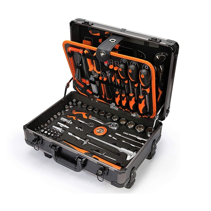 Set de scule Kendo, 161 buc, valiza robusta integral din aluminiu cu roti