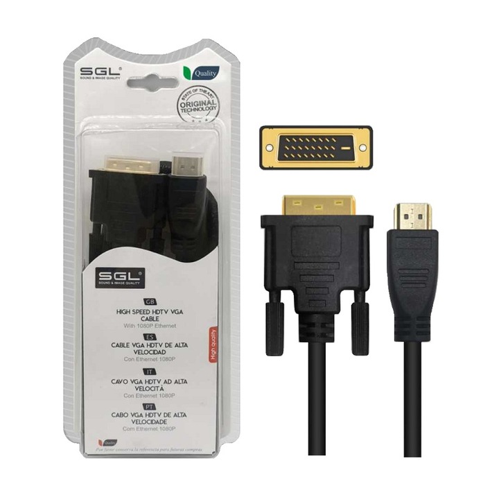 Cablu HDMI-VGA tata, SGL, 5m, Negru