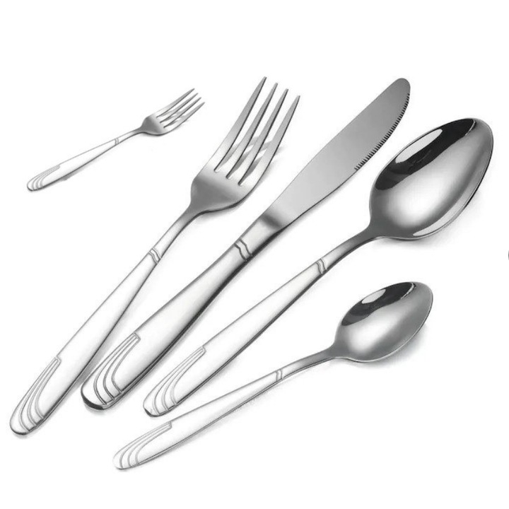 Set tacamuri 30 piese Bohmann Premium, Otel inoxidabil, argintiu