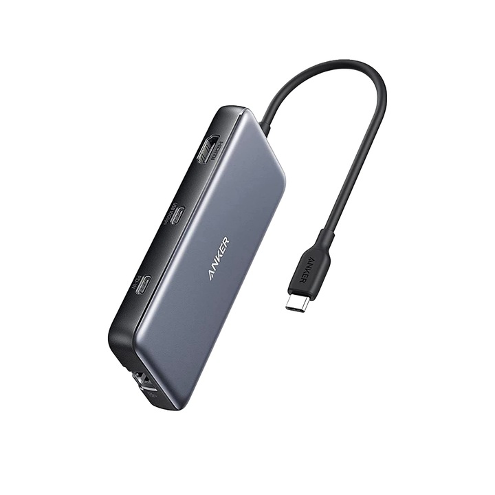 Hub Media 8-in-1 Anker 555 PowerExpand, 100W Power Delivery, 4K 60Hz HDMI, 10 Gbps USB-C, USB-A, Ethernet, microSD, SD Card Reader