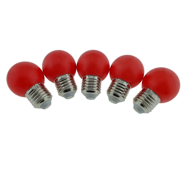 Set 5 becuri LED, E27 G45, Forever Light 86283, 2W, unghi larg de 360°, culoare rosie Calda 2 W 5
