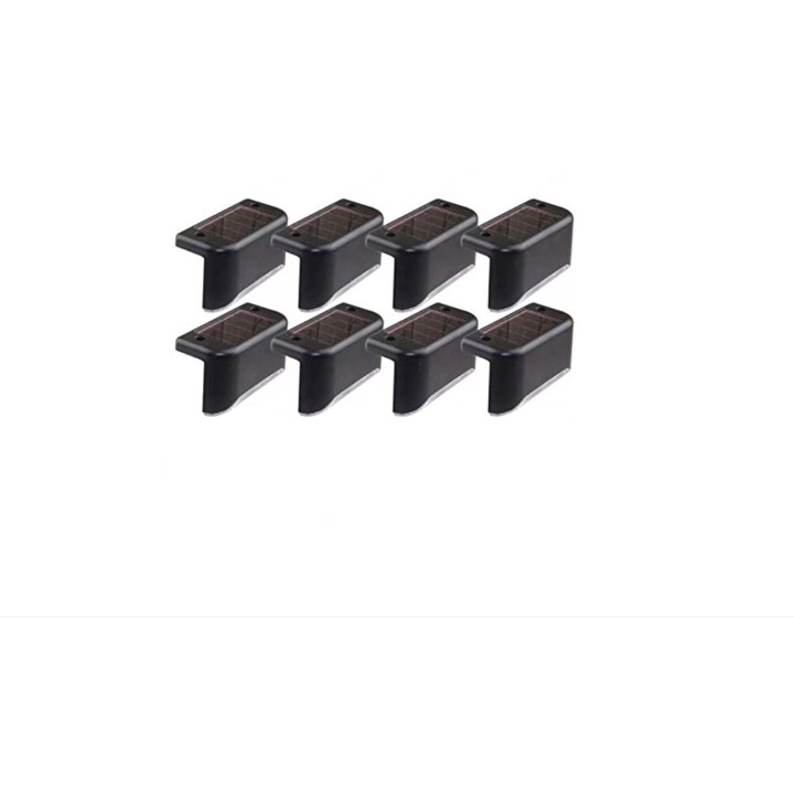 Set lampi solare pentru trepte sau terase, senzor de lumina, negru, 7,5x5x3,5 cm