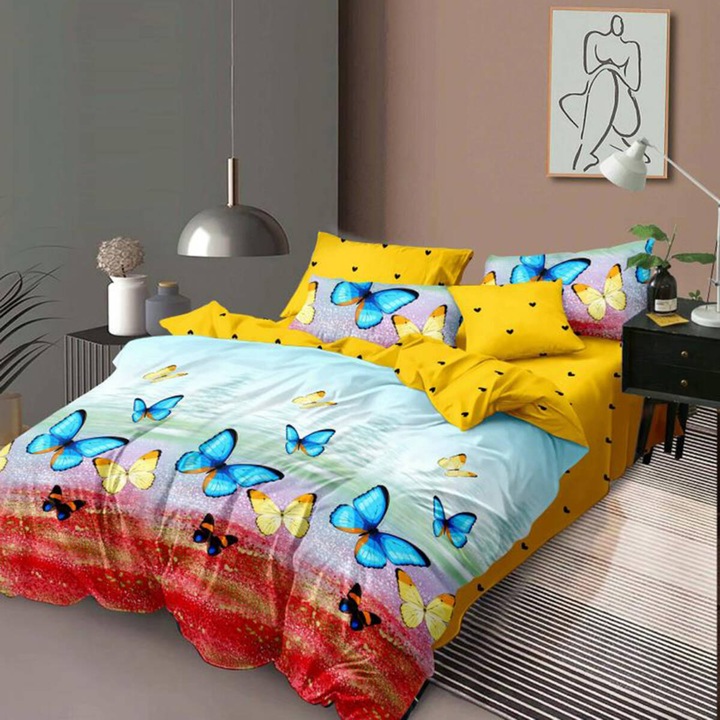 Двойно спално бельо, Ralex, M139, 6 части, Finet, Multicolor, 220 x 240 см