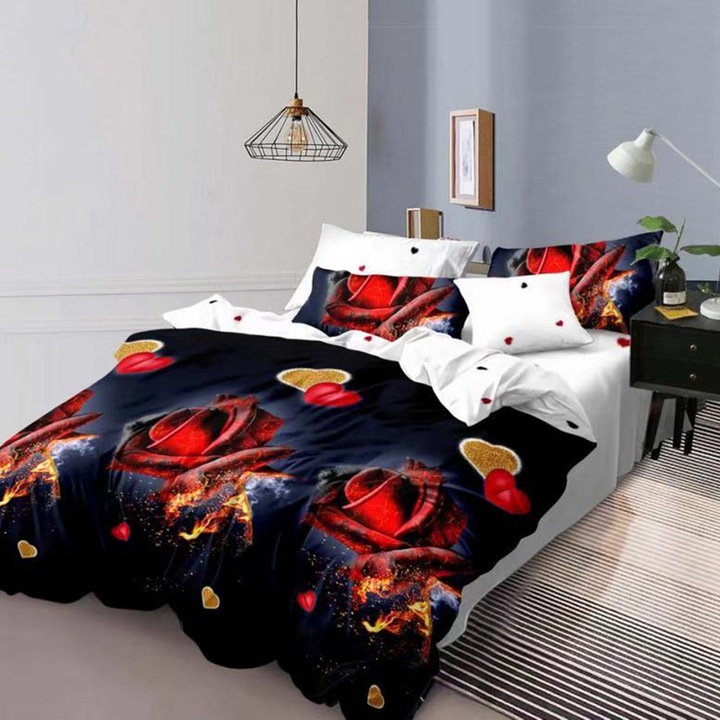 Двойно спално бельо, Ralex, M136, 6 части, Finet, Multicolor, 220 x 240 см