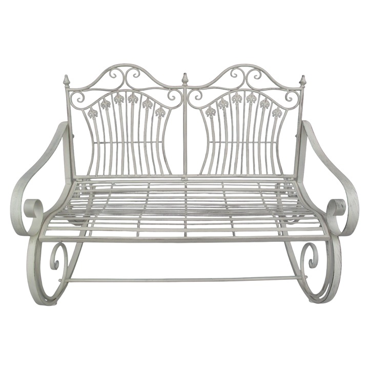 Balansoar metalic cu structura rezistenta, alb antic, H. 120 x 90 cm, facut sa treaca testul timpului