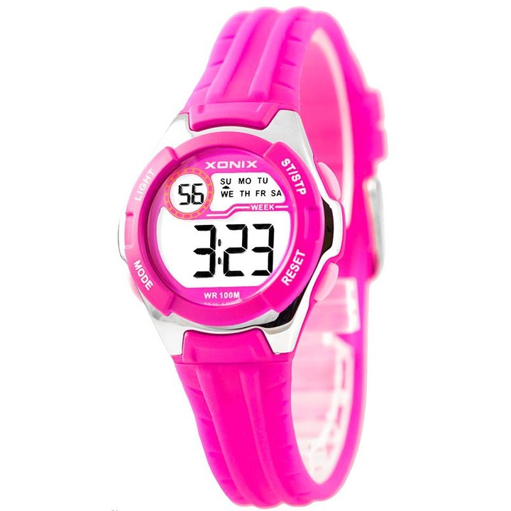 Ceas copii Xonix, digital, functii sport, rezistenta la apa 10 ATM, Roz