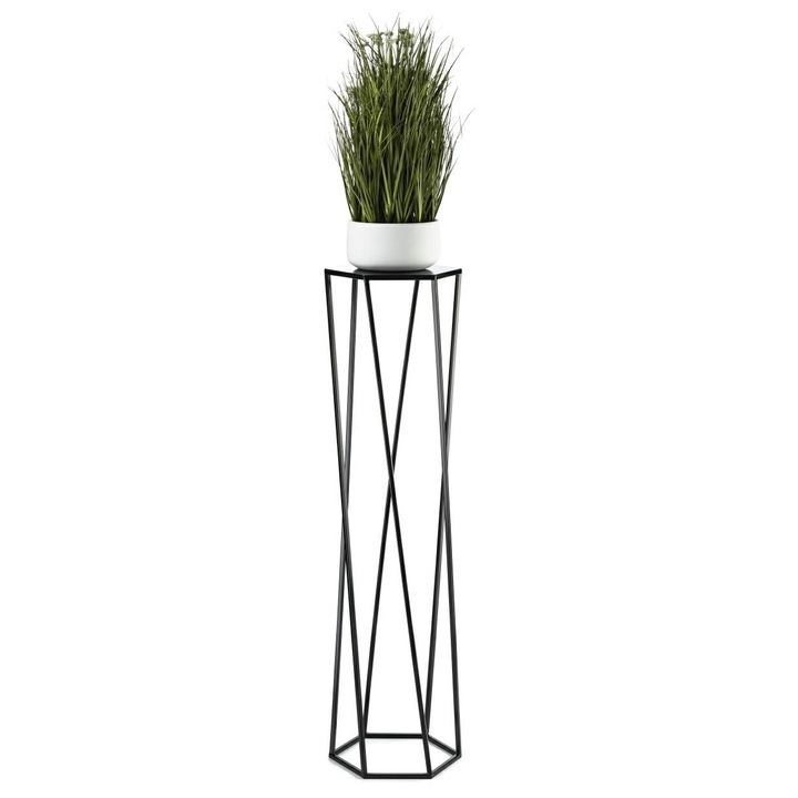 Suport pentru plante hexagonal, 100x24 cm, Metal, Negru
