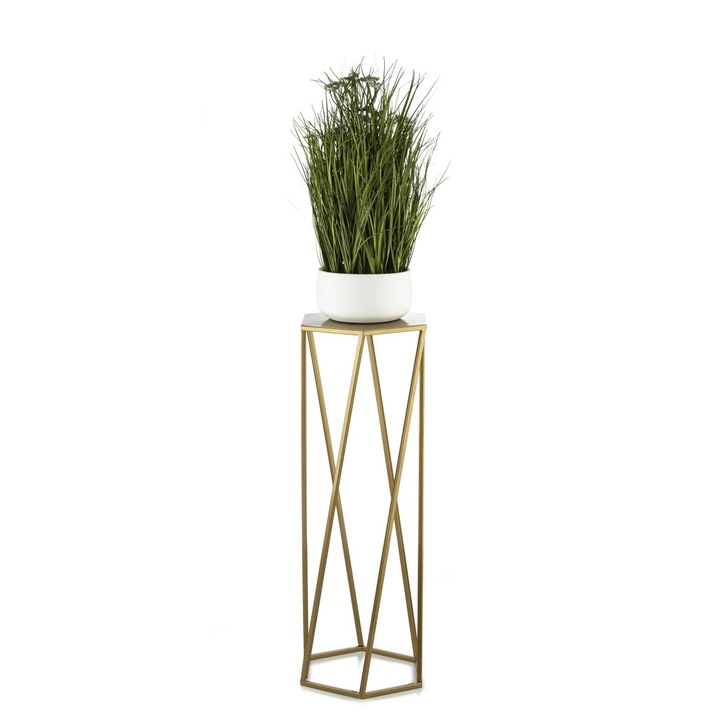 Suport pentru plante hexagonal, 70x24 cm, Metal, Auriu
