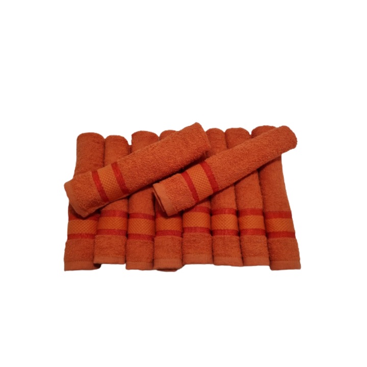 Комплект от 10 портокалови кърпи за ръце, 30 х 50 см, 100% памук, 400 GSM