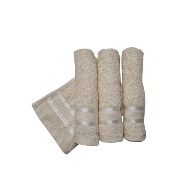 Комплект 4 бежови кърпи за ръце, 30 х 50 см, 100% памук, 400 GSM