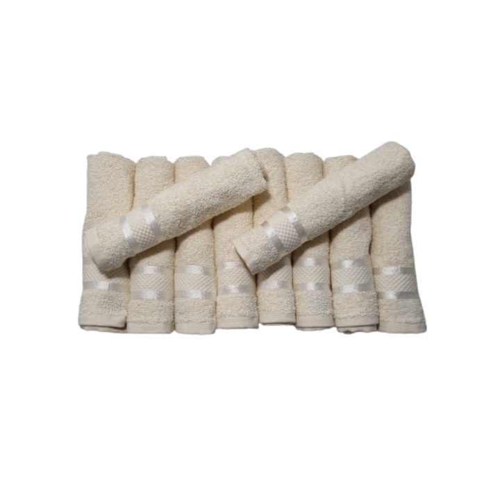 Комплект 10 бежови кърпи за ръце, 30 х 50 см, 100% памук, 400 GSM