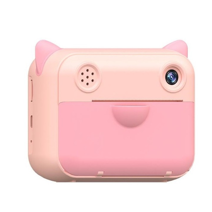 Aparat foto pentru copii, cu functie de printare, roz, marime ecran 3 inch