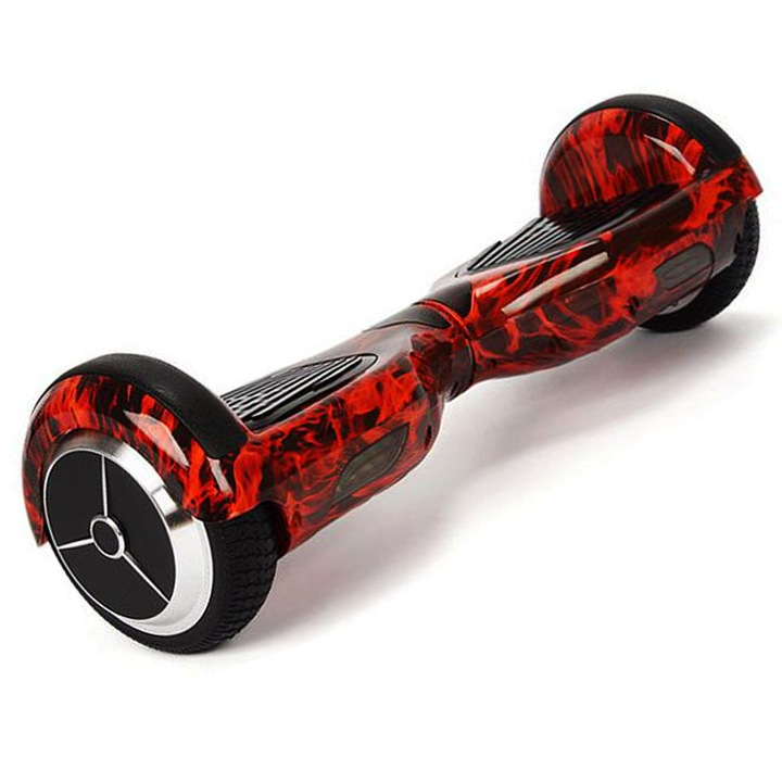 Електрически самобалансиращ скутер Hoverboard SMART SELF BALANCING WHEEL, Гуми 6.5" с дистанционно, Bluetooth и сак, Огнен