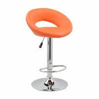Scaun de bar cromat, Kring Inna, Piele Ecologica, Portocaliu