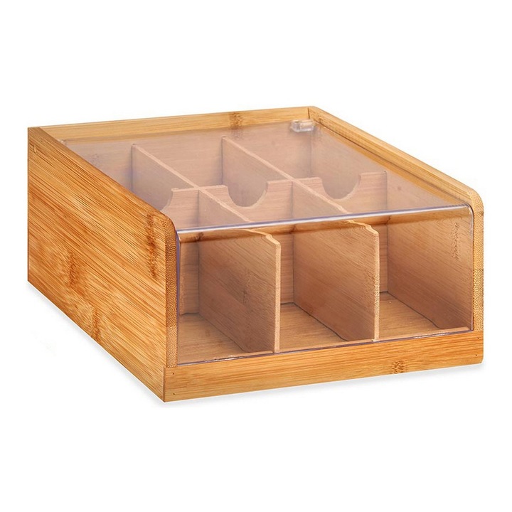 Кутия Bigbuy home, Чай, Пластмаса, Бамбук, 20 x 10 x 22 см