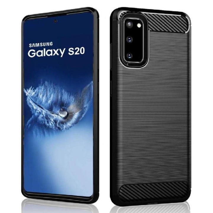 Силиконов кейс MBX Carbon, За Samsung Galaxy S20 (G980F), Черен