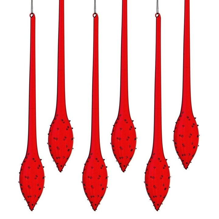 Set 6 globuri din sticla rosie Rugiada 6x6x40 cm