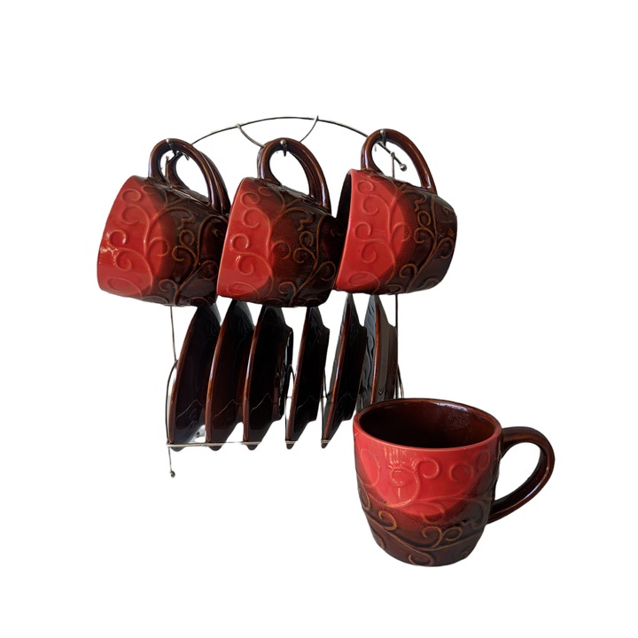 Kávé és tea felszolgálás Gerdani BG, 6 db, állvány, piros