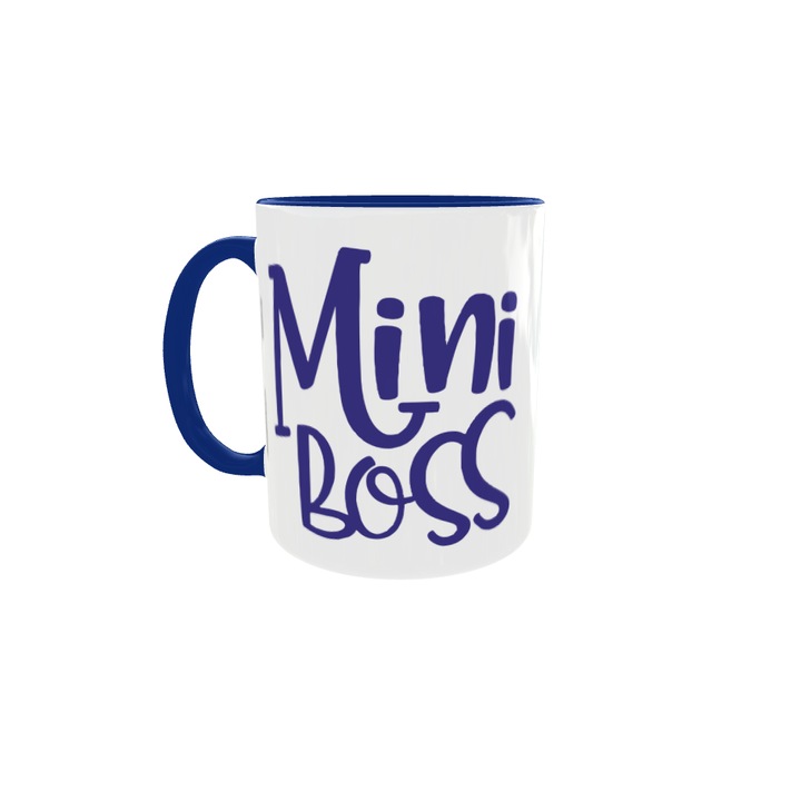 Cana gift shop personalizata cu mesaj, Mini boss, din ceramica, 330ml