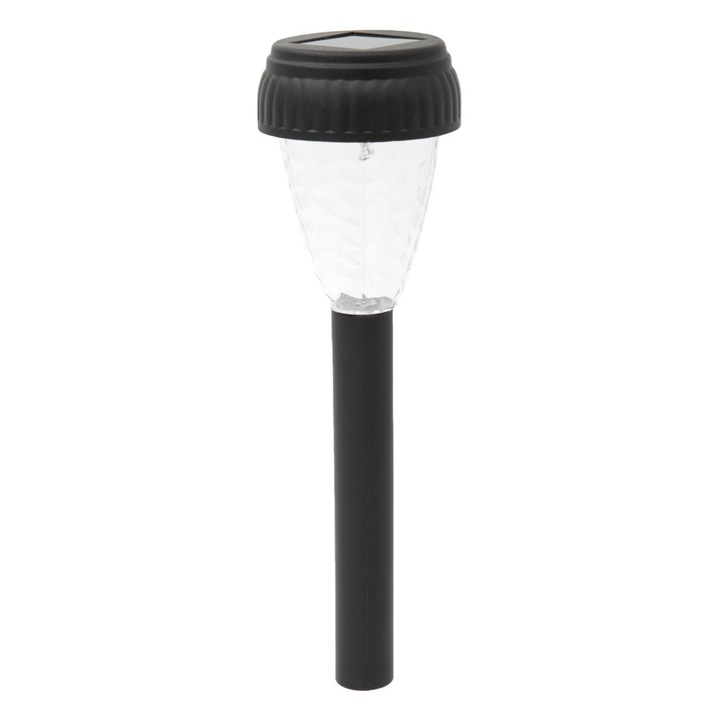 Napelemes lámpa, LED, 21,5 cm hosszú, fekete szín, anyaga műanyag