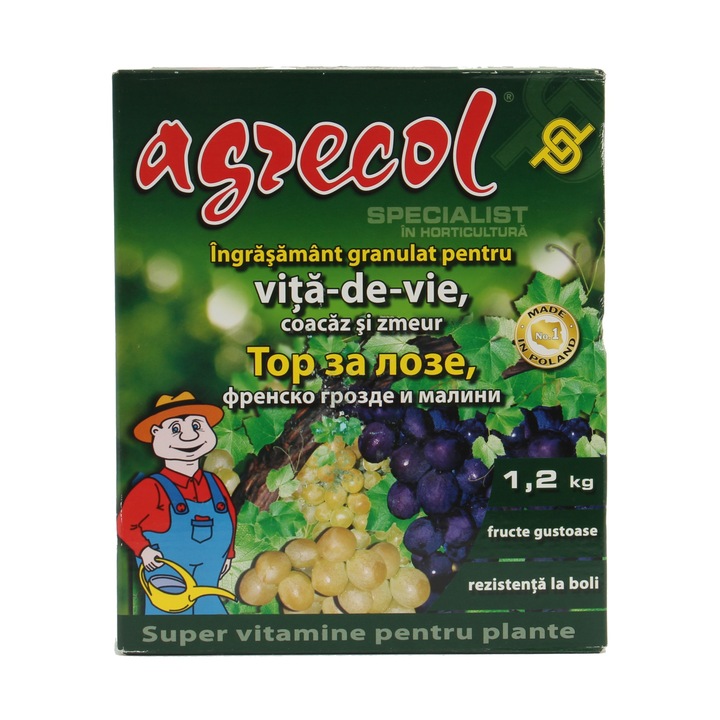 Ingrasamant pentru vita de vie, coacaz, zmeur si mur, Agrecol, granule, 1,2 kg, substante nutritive
