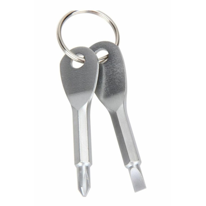 2 praktikus kulcstartó alakú csavarhúzó készlet, Gonga® Silver