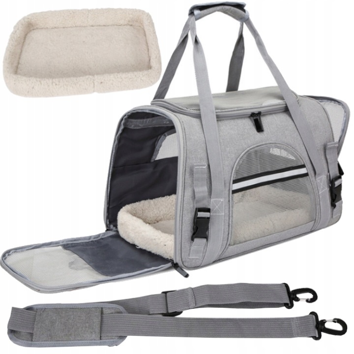 Szállítótáska, kutyának/macskának, szürke