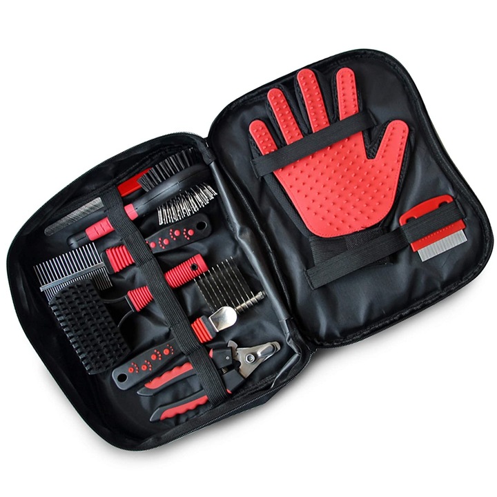 Kit profesional ingrijire caini si pisici, MAKS Grooming, 9 piese