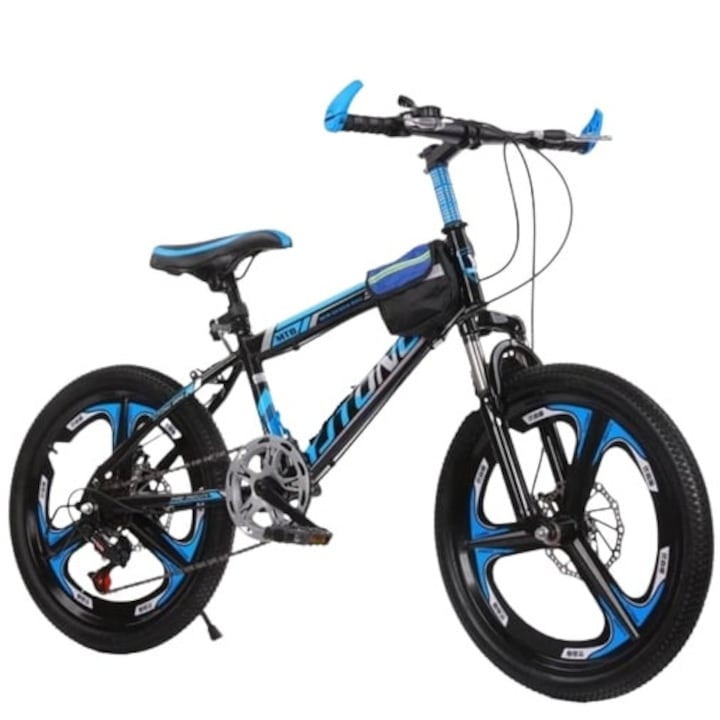 Bicicleta Go Kart 20 inch Sport pentru copii 7-10 ani , janta 3 spite, frana disc,21 viteze, culoare negru/albastru